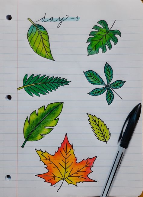 Nature Lettering Drawing, Easy Colour Pencil Art, Easy Leaf Drawing, Nature Drawing Easy, Candy Doodles, Nature Drawing For Kids, Leaf Drawings, Free Printable Letter Stencils, Cartoon Drawing For Kids