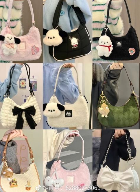 Shoulder Bag Aesthetic, Korean Bag, Stylish School Bags, Kawaii Bags, My Style Bags, Aesthetic Bags, 사진 촬영 포즈, Shoes Outfit Fashion, Fashion Top Outfits