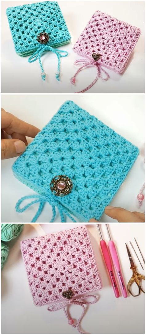 Granny Square Wallet, Wallet Crochet Pattern, Granny Square Handbag, Granny Square Purse, Crochet Lovely, Crazy Crochet, Crochet Wallet, Square Handbag, Square Purse