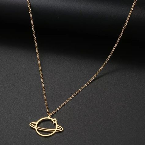 Gold Saturn Necklace, Saturn Ring Jewelry, Chain And Pendant Gold, Saturn Jewelry, Saturn Pendant, Woody Costume, Planet Pendant, Planet Jewelry, Space Necklace