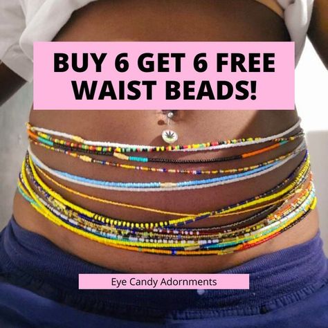 ON SALE African Waist Beads Belly Beads Screw on Waist | Etsy Thigh Beads, Belly Beads, African Waist Beads, Waist Jewelry, Rasta Colors, Tools For Women, Waist Beads, Belly Chain, Beaded Anklets