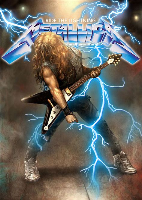 Metallica Guitarist, Metallica Ride The Lightning, Metallica Tattoo, Metallica Song, James Metallica, Arte Heavy Metal, Lightning Art, Metallica Art, Pink Floyd Art