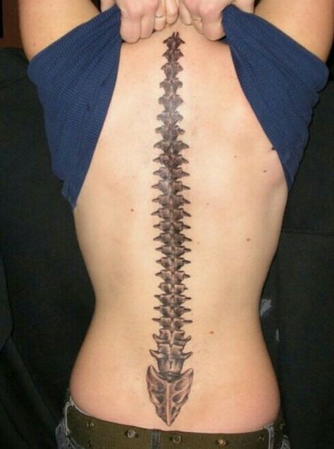 Vertabae Spine Tattoo, Spine Tattoo Of Spine, Spinal Bone Tattoo, Spine Tattoos Of Spine Bone, Sick Spine Tattoos, Vertebrae Tattoo On Spine, Realistic Spine Tattoo, Spine Tattoo On Spine, Spinal Cord Tattoos For Women