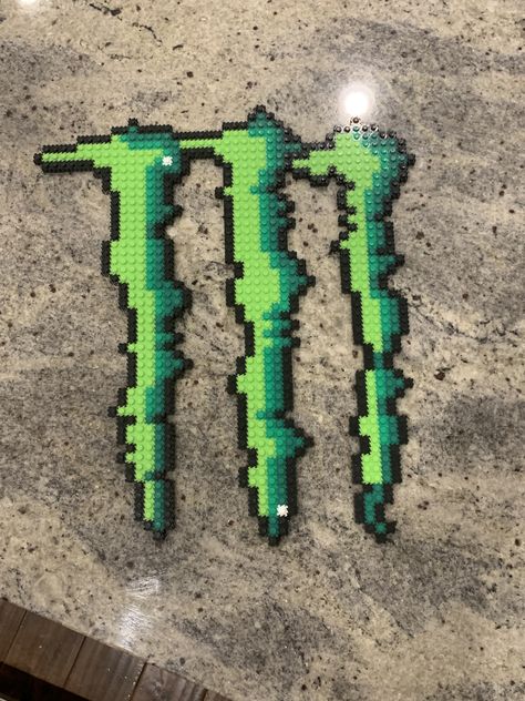 Monster Energy Perler Beads, Monster Energy Logo, Monster Diy, Ironing Beads, Grid Patterns, Energy Logo, Easy Perler Beads Ideas, Perler Bead Templates, Perler Crafts