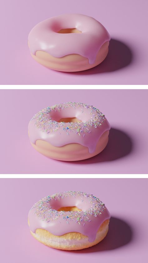 Donut render with Blender Guru tutorial Blender 3d Design, 3d Art Blender, Blender 3d Inspiration, Blender Donut, Blender 3d Art, Blender Guru, 3d Donut, Donut Art Print, Blender Art