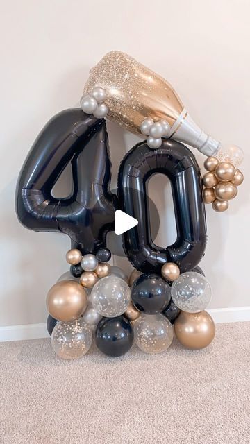 Charming Balloon Designs | Balloon Artist| North Phoenix, AZ on Instagram: "Well look at that. 😍 We have yet another number balloon bouquet. 🎉 4️⃣0️⃣is a big 1️⃣. I enjoyed seeing Jason’s reaction when I hand delivered this number balloon bouquet to him this morning! 🫶🏼Happy Birthday, Jason! Welcome to your 40’s.  #birthdayboy #birthdayboy🎉 #40thbirthday #phoenixballoons #phoenixballoonstylist" Birthday Ballons Bouquets, Balloon Numbers, Birthday Number Balloons, 40 Balloon Bouquet Men, Number Balloon Bouquet, 40 Marquee Numbers With Balloons, Number 6 Balloon Bouquet, 40 Balloon Bouquet, Number Bouquet Balloon