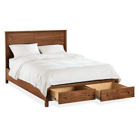 Room & Board - Emerson Queen Storage Bed Queen Storage Bed Frame, Storage Bed Frame Queen, Bed With Storage Drawers, Full Bed With Storage, Queen Storage Bed, Twin Storage Bed, Storage Bed Queen, Storage Bed Frame, Room And Board