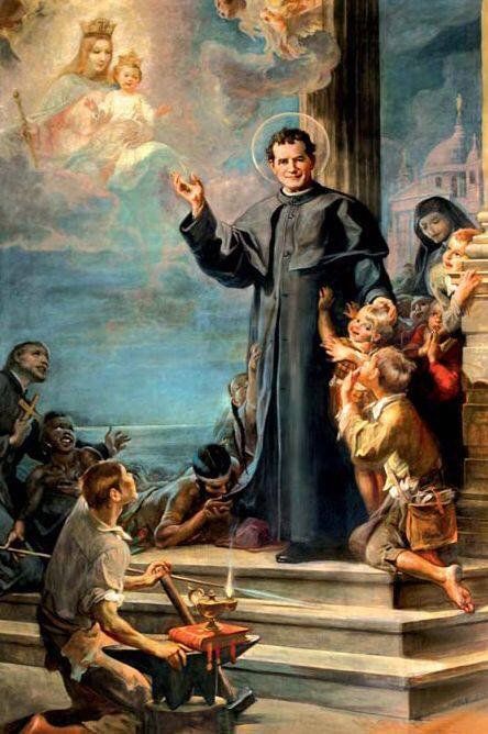 María Auxiliadora / 31 de Enero / Años: 1824-1888 / Lugar: Castelnuovo – Turín, Italia / Apariciones de la Virgen a San Juan Bosco (1815-1888). St John Bosco, Maria Goretti, Don Bosco, Catholic Images, Santa Marta, Jesus Art, Catholic Art, Roman Catholic, Catholic Faith