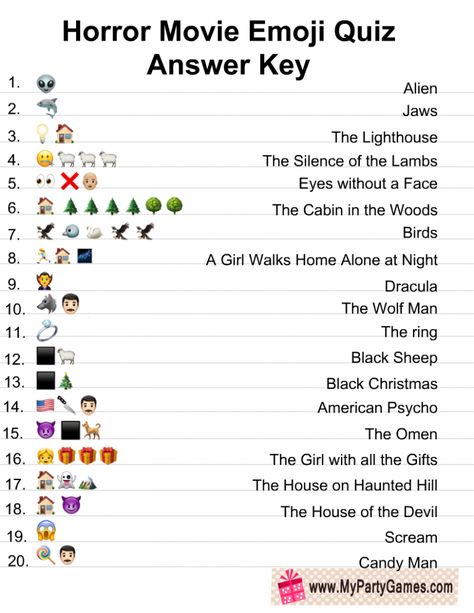 Free Printable Horror Movie Emoji Pictionary Quiz Horror Movie Emoji Quiz, Movie Emoji Game With Answers, Emoji Quiz And Answers, Guess The Movie Emoji, Emoji Quiz With Answers, Guess The Emoji Answers, Emoji Words, Emoji Answers, Quiz Ideas