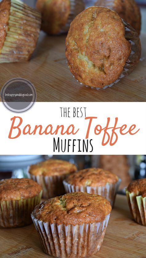 Toffee Muffins Recipes, Banana Toffee Muffins, Toffee Muffins, Coffee Break Snacks, Bear Baking, Banana Toffee, Snack Easy, Toffee Chips, Yogurt Muffins