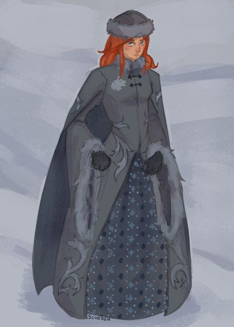 Raluca / Val Got Northern Dress, Asoiaf Northern Fashion, Sansa Stark Clothes, Winter Outfits Art, Sansa Stark Outfits, Sansa Stark Drawing, Stark Clothes, Sansa Stark Fanart, Sansa Stark Dress