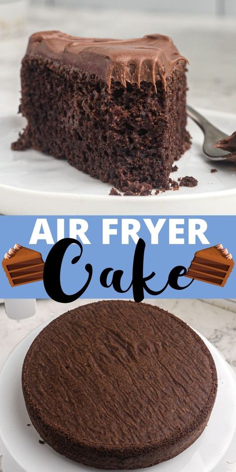 Making Air Fryer Cake is an incredibly easy way to whip up a fast dessert. Using a box mix or from scratch, you will have a perfect cake. Air Fry Desserts, Baking In Air Fryer, Air Fryer Cakes, Air Fryer Chocolate Cake, Chocolate Cake With Frosting, Air Fryer Cake, Cake With Frosting, Air Fryer Cake Recipes, Chocolate Chip Pound Cake