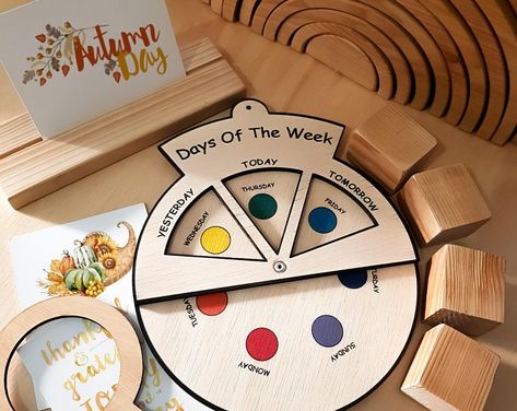 minisko on Etsy Apple Life Cycle, Circle Time Activities, Montessori Educational Toys, Classroom Calendar, Toddler Development, Kids Class, Educational Games For Kids, Wooden Baby Toys, Time Activities