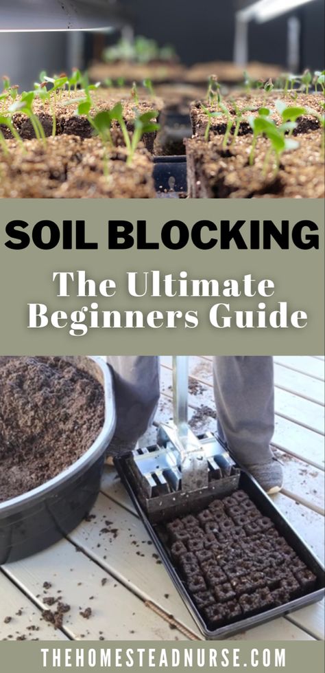 Soil Block Seed Starting, How To Make Soil Blocks, Soil Blocking Seed Starting, Soil Mix For Container Gardening, Soil Block Maker, Soil Blocking Diy, Soil Blocking Recipe, Soil Blocks, Diy Soil Blocker