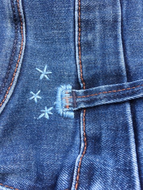 Embroidery Jean Repair, Visible Mending Jeans, Visible Mending Stitches, Clothing Repair, Destroyed T Shirt, Repair Jeans, Boro Stitching, Denim Repair, Mending Clothes