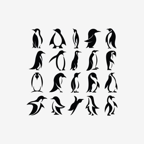 Penguin Icon, Cute Penguin Cartoon, Penguin Tattoo, Tattoo Fonts Alphabet, Penguin Illustration, Penguin Logo, Animal Footprints, Penguin Pattern, Engraving Printing