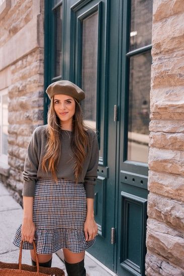 Ruffled Plaid Mini Skirt in Quebec City #ShopStyle #fallfashion #GalMeetsGlam #GMG #jcrew #houndstooth #sweater #Vince Lady Outfit, Xmas Outfit, Tory Burch Boots, Julia Berolzheimer, Ruffle Mini Skirt, Gal Meets Glam, Plaid Mini Skirt, Thanksgiving Outfit, Glam Fashion