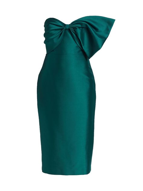 Shop Badgley Mischka Mikado Satin Bow Midi-Dress | Saks Fifth Avenue Badgley Mischka Dress, Fashion Design Patterns, Fashionista Clothes, Dresses Vintage, Satin Midi Dress, Satin Bow, Sweetheart Neck, 2016 Fashion, Tall Model