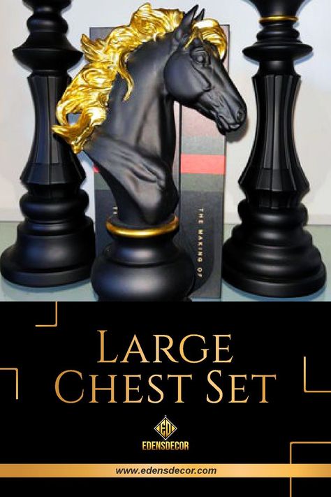 Large Chest Set Horse Chess Piece, Chess Decor, Office Desk Bedroom, King Knight, Statement Table, Pop Art Sculpture, Tv Miniseries, Desk Bedroom, Move In Silence