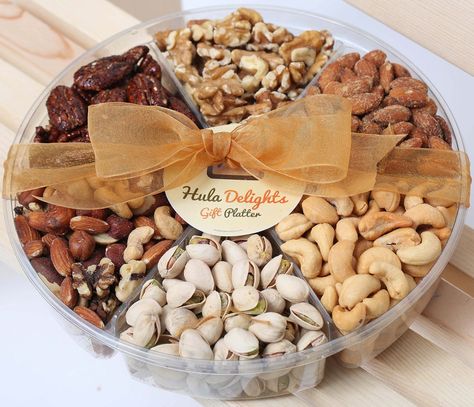 Nuts Packaging Ideas, Nut Gifts, Nut Gift Basket, Fruit Hampers, Nuts Gift, Diwali Gift Hampers, Elegant Tray, Gift Tray, Dessert Gifts