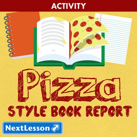 Pizza-Style Book Report | NextLesson Pizza Book Report, Book Report Projects, Pizza Shapes, Performance Tasks, Pizza Style, Shape Books, Self Monitoring, Character And Setting, Book Report