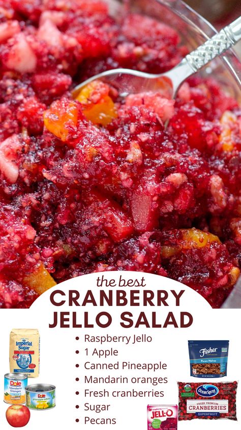 Cranberry Jello Salad, Cranberry Salad Recipes, Congealed Salad, Cranberry Jello, Jello Salads, Jello Dessert Recipes, Fruit Salad Easy, Jello Desserts, Cranberry Salad