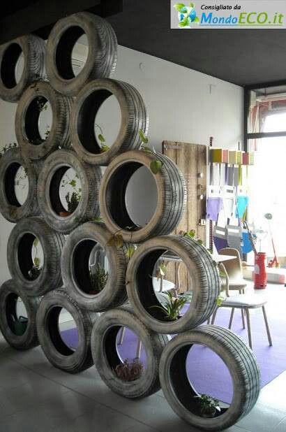 Separations Tread Art, Resturant Decor, Gardening For Dummies, Tire Furniture, Tire Art, Yard Sculptures, Tire Tread, Rims For Cars, Divider Wall