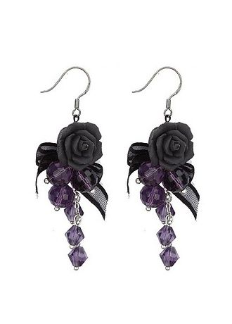 Rose Bead Drop Earrings | Attitude Clothing Accessories Gothic, Rose Jewellery, Jewelry Goth, Gothic Jewellery, Bead Drop Earrings, Goth Earrings, Gothic Rose, Attitude Clothing, Jewelry Gothic