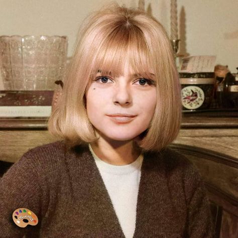 Plat Blonde Hair, Sylvia Vartan, 60s Haircut, Bob W Bangs, French 60s, Blonde Hair Inspo, French Pop, New Hair Do, French Music