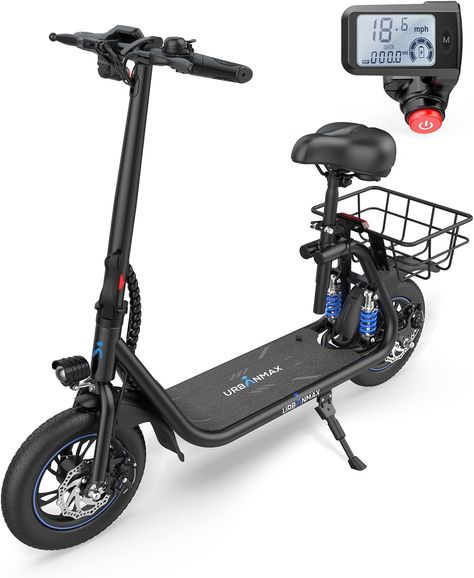 Gyroshoes Electric Scooter with Seat for Adults, 20/25Miles Long Range 450-600W Motor up to 15.5/18.6MPH Smart LCD Display Electric Scooter with Basket Electric Scooter With Seat, Electric Scooter For Kids, Folding Electric Bike, Bike Lock, Kids Scooter, E Scooter, Electric Scooter, Electric Bike, Electricity