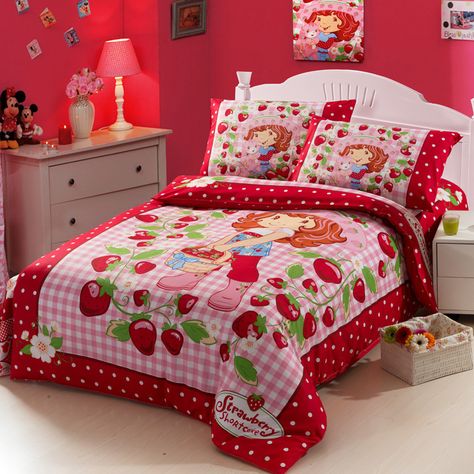 Toddler Bedroom Sets, Strawberry Shortcake Cartoon, Strawberry Shortcake Doll, Twin Quilt Size, Kids Duvet Cover, Vintage Strawberry Shortcake, Kids Bedding Sets, Cotton Bedding Sets, Girl Beds