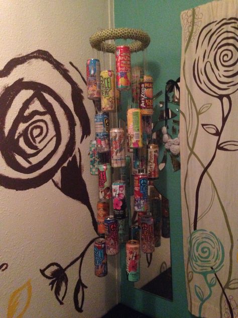 Arizona  and Peace Tea can chandelier, or a candelier Things To Do With Arizona Tea Cans, Arizona Tea Can Diy, Peace Tea Can Ideas, Peace Tea Can Crafts, Can Chandelier, Arizona Tea Can, Arizona Can, Peace Tea, Can Ideas