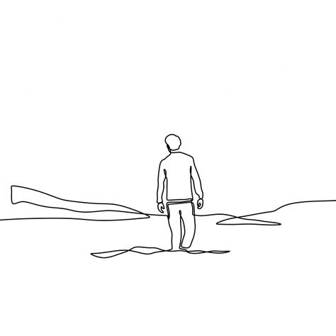 People In Line Illustration, Person Line Drawing, Lonely Sketching, Person Line Art, Minimal Drawing, Lonely Man, Illustration Minimal, Minimalism Design, Line Doodles