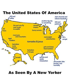 Map Of America According To NYC  (Wait, There Are Other Places Funny Maps, America Map, United States Map, States In America, The United States Of America, Usa Map, Us Map, What’s Going On, Bones Funny