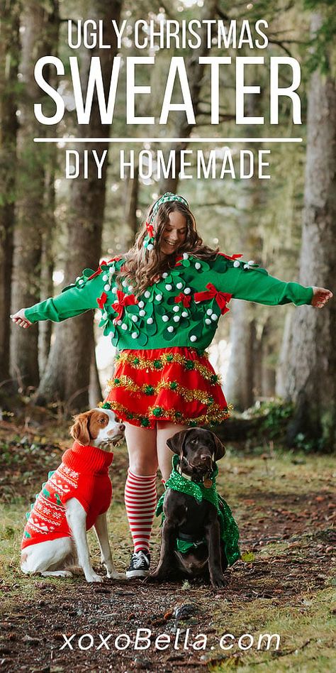 Cricut Sweater, Ugly Sweater Party Food, Tacky Sweater Christmas Party, Ugly Sweater Party Games, Easy Ugly Christmas Sweater, Creative Ugly Christmas Sweater, Making Ugly Christmas Sweaters, Homemade Ugly Christmas Sweater, Ugly Sweater Party Invitations