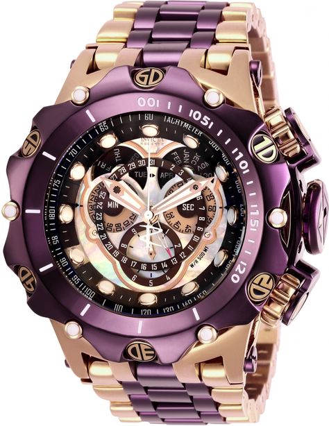 Futuristic Watches, Mens Jewerly, Fancy Watches, Rose Gold Brown, Amazing Watches, Expensive Watches, Invicta Watches, Purple Rose, Analog Watch