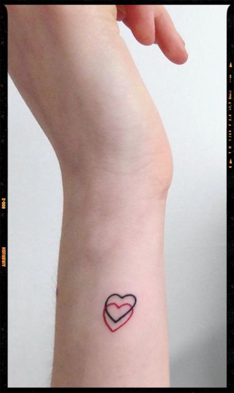 Layered Heart Tattoo, Overlapping Heart Tattoo, Double Heart Tattoo, Mini Heart Tattoo, Two Hearts Tattoo, Heart Outline Tattoo, Little Heart Tattoos, Love Heart Tattoo, Hearts Tattoo