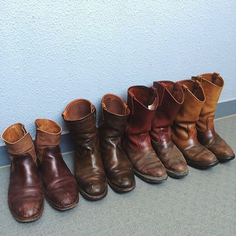 Weekly rotation. #pecos #motoleather #redwing #kapital Red Wing Pecos, Wolverine 1000 Mile, Mens Life, Vintage Cowboy, Red Wing, Western Boho, Danner Mountain Light Boot, Red Wings, Photo Poses