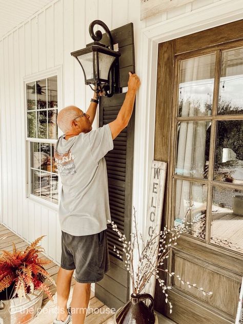 Y’all I had this idea to add shutters to our front doors. So the search was on for vintage shutters the height of the doors. The problem wasn’t finding shutters the correct height, it was finding some in good condition that we could afford.After several attempts to find old, taller shutters, we realized that finding exactly what we wanted, at a reasonable price, was daunting.Therefore, another plan was born.We could add on to the existing shutters to make them tall enough. After seve… Small Shutters, Door Shutters, Upcycled Thrift, Vintage Shutters, Black Shutters, Thrift Store Decor, Lamp Makeover, Diy Accent Wall, Napkin Decoupage