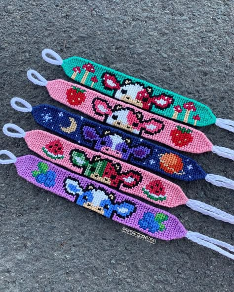 Watermelon Cow, Alpha Bracelets, Embroidery Floss Bracelets, Floss Bracelets, Cool Friendship Bracelets, String Bracelet Patterns, Cute Friendship Bracelets, Bracelets Etsy, Handmade Friendship Bracelets