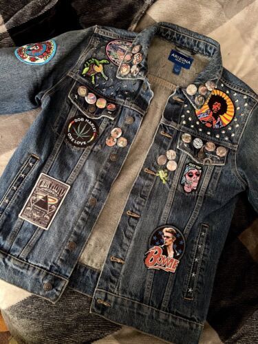 70s Rock And Roll Denim battle jacket | eBay Pin Jacket Denim, Pin Jean Jacket, Rock And Roll Denim Jacket, Rock N Roll Jean Jacket, Band Patches Jacket, 80's Rock Fashion, Rock And Roll Clothes, Uk Punk Fashion, Back Of Jacket Design