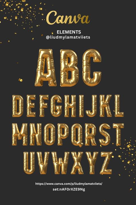 3D Balloon Gold Alphabet And Numbers creative Canva Keywords Elements, Canva Free Elements, Balloon Alphabet, 3d Balloon, Canva Keywords, Canva Frames, Graphic Shapes Design, Business Fonts, Keyword Elements Canva