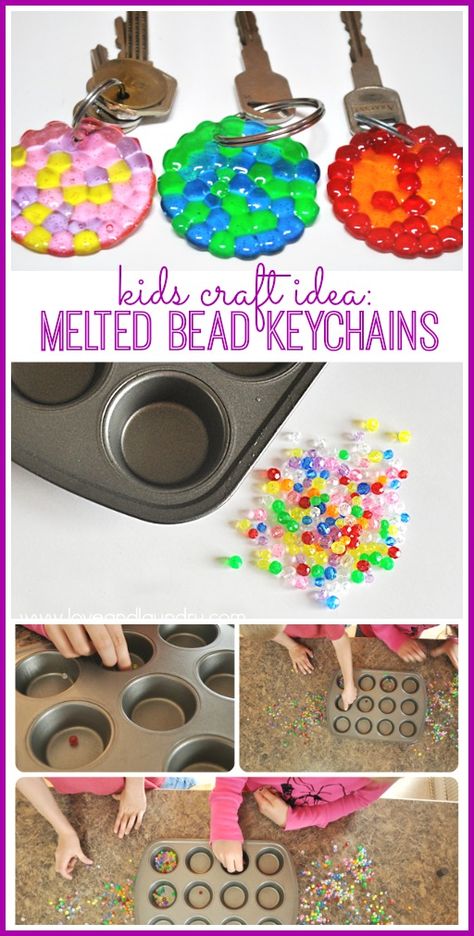 Melted Bead Crafts, Pony Bead Crafts, Crafts For Teens To Make, Melting Beads, Bee Crafts, Cadeau Diy, Kids' Crafts, Fun Crafts For Kids, Beaded Keychains