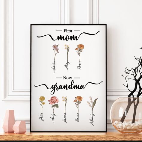 Custom Birth Month Flowers First Mom Now Grandma Garden Print, Best Mother Day Gift for Grandma, Great-grandma and Mom, Personal Family Art - Etsy Flower Handprint, Grandma Garden, Handprint Gifts, Fingerprint Art, Grandma's Garden, Grandmas Garden, Mother Day Gift, Handprint Craft, Flowers Digital