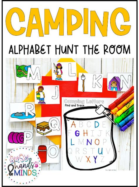 Camping Theme Kindergarten, Camping Alphabet, Preschool Camping, Preschool Classroom Themes, Camping Preschool, Camping Theme Preschool, Abc Centers, Letter Card, Preschool Planning