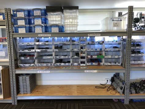 VEX IQ organization.  Don't hot glue the pieces to the plastic bins.  They end up falling off.  Drill a hole the size of the connector piece and attach it.  Works well.  I wish that I had figured out earlier that you can cut up the chart that comes with the VEX IQ materials and use to help with sorting for students.  I laminated the different pieces and taped to the flat area in front of the pieces. Vex Robotics, Summer Cleaning, Large Storage Cabinets, Workshop Organization, Types Of Cabinets, Plastic Bins, School Pictures, Classroom Organization, Laminate
