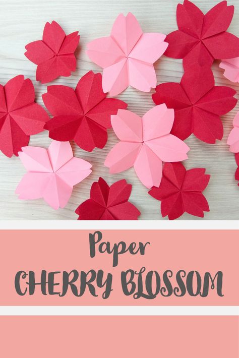 Diy Cherry Blossom Tree, Cherry Blossom Craft, Origami Cherry Blossom, Cherry Blossom Origami, Flower Paper Craft, Paper Craft Tutorials, Flower Paper, Sakura Flower, Cherry Blossom Flowers