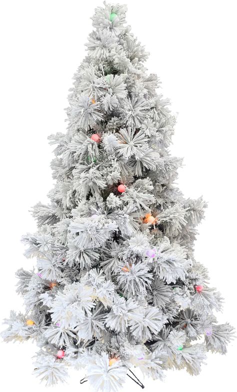 The Holiday Aisle® Snowy White Pine Artificial Christmas Tree with Multi-Color Lights | Wayfair Fraser Hill, Slim Artificial Christmas Trees, Slim Tree, Prelit Tree, Pine Christmas Tree, Cowboy Christmas, Artificial Tree, Tree Stand, Led Light Bulbs