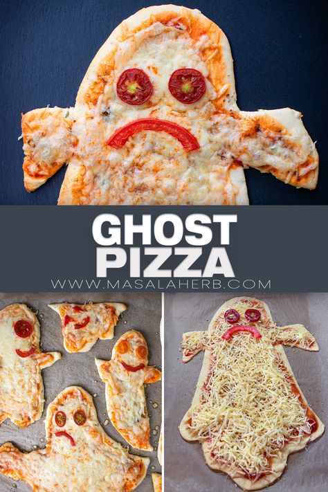 Halloween Ghost Pizza Easy Halloween Pizza, Ghost Pizza Halloween, Mushroom Pizza Bites, Halloween Food For Adults, Stromboli Recipes, Ghost Pizza, Sheppard Pie, Fun Halloween Drinks, Pizza Marinara