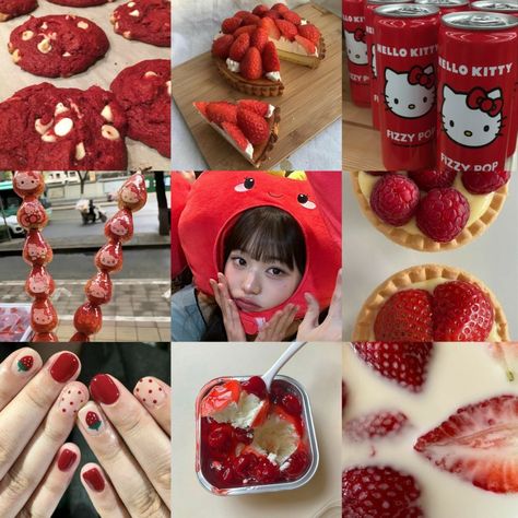 red velvet and strawberry moodboard. Strawberry Moodboard, Kpop Strawberry, Strawberry Girl Aesthetic, Strawberry Design, Strawberry Topping, Instagram Creative Ideas, Instagram Feed Ideas Posts, Summer Icon, Red Icons:)